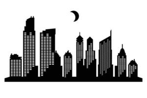 edificio silhouette paesaggio urbano silhouette. moderno piatto città architettura urbano città paesaggio vettore