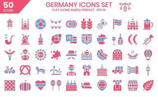 Germania piatto Due colore icone impostare. il elemento collezioni può essere Usato nel sociale media messaggi, ragnatela disegno, App disegno, e Di Più vettore