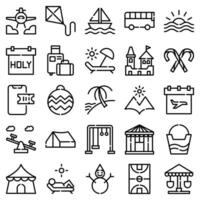 vacanze schema icone impostare. il collezione include ragnatela disegno, applicazione disegno, ui design. vettore