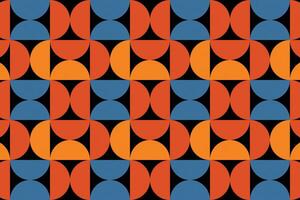 astratto geometrico sfondi miscela semicerchi e triangoli, con un' composizione di arancia, blu, rosso e crema colori e nero base colori. vettore