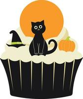 nero gatto Halloween cupcakes illustrazione vettore