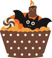 Halloween pipistrello cupcakes illustrazione vettore