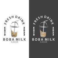 boba bevanda logo, latte tè carino boba perla gelatina bevanda bolla vettore semplice minimalista design