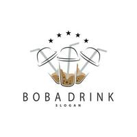 boba bevanda logo, latte tè carino boba perla gelatina bevanda bolla vettore semplice minimalista design