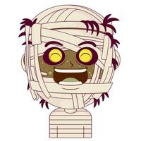 mummia ridendo viso cartone animato carino vettore