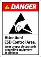 Pericolo cartello Attenzione esd controllo la zona indossare corretto elettrostatico messa a terra attrezzatura a tutti volte vettore