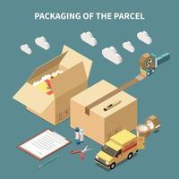 illustrazione vettoriale del concetto di imballaggio dei pacchi