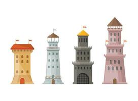 castello Torre icona nel piatto stile. medievale cittadella vettore illustrazione su isolato sfondo. roccaforte edificio cartello attività commerciale concetto.