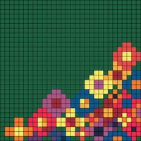 pixel arte di fiori, colorato geometrico modello, astratto sfondo vettore