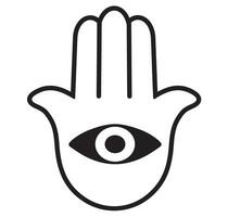 Hamsa, mano di fatima. icona. religione simbolo. linea arte stile design isolato su bianca sfondo. vettore illustrazione