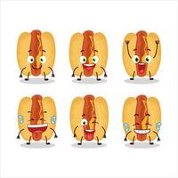 cartone animato personaggio di caldo cani con Sorridi espressione vettore