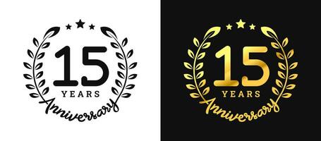 anniversario 15 oro numeri. minimalista design modello, moderno, elegante festeggiare anniversario evento. etichetta, vettore, cartello, illustrazione, striscione, simbolo, icona, disegno, etichetta, etichetta, distintivo, elemento vettore