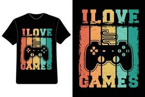 io amore gioco, gioco maglietta disegno, gioco t camicie, retrò gioco camicie, gamer abbigliamento, gioco controllore moda. vettore