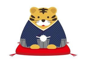 l'anno della mascotte della tigre. una tigre personificata vestita in kimono. vettore