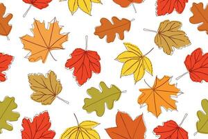 vettore senza soluzione di continuità modello di autunno le foglie. sfondo per tessile o libro copertine, sfondo, disegno, grafica, Stampa, passatempo, invito. vettore