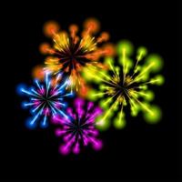 illustrazione vettoriale di fuochi d'artificio, saluto su sfondo scuro dark