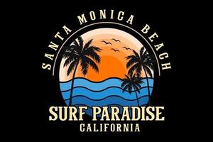 santa monica beach california silhouette design stile retrò vettore