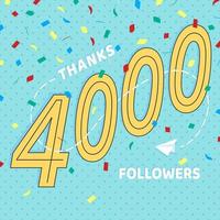 grazie cartolina di numeri di 4000 follower. vettore