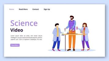 modello di vettore della pagina di destinazione del video scientifico