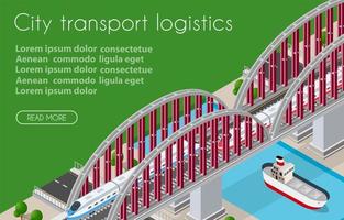 logistica dei trasporti città isometrica 3d illustrata vettore