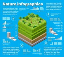 infografica natura geologica e isometrica sotterranea vettore