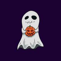 carino Halloween illustrazione con un' divertente fantasma vettore