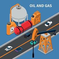 illustrazione vettoriale di composizione nell'industria petrolifera e del gas