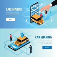 illustrazione vettoriale di banner isometrici di car sharing