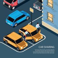 illustrazione vettoriale di composizione isometrica di car sharing