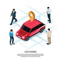illustrazione vettoriale di composizione isometrica di car sharing