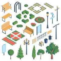 elementi del giardino pubblico impostano illustrazione vettoriale