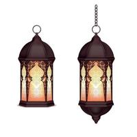 le lanterne realistiche del ramadan hanno messo l'illustrazione di vettore