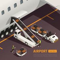 illustrazione vettoriale di sfondo di caricamento del bagaglio aereo aircraft