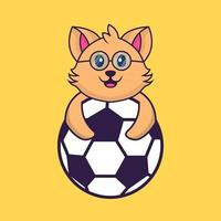 simpatico gatto che gioca a calcio. vettore