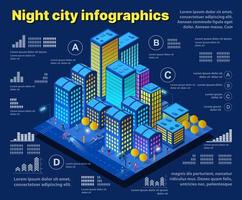 la notte smart city 3d futuro neon ultravioletto vettore