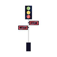 semaforo con cartello stradale disegno vettoriale