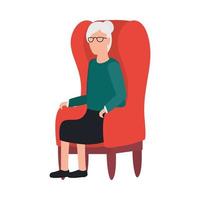 nonna avatar vecchia donna sulla sedia disegno vettoriale