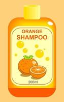 bottiglia di shampoo all'arancia agli agrumi vettore