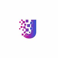 j lettera iniziale pixel digitali tech logo vector