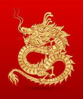 tradizionale Cinese Drago oro zodiaco cartello isolato su rosso sfondo per carta design Stampa media o Festival. Cina lunare calendario animale contento nuovo anno. vettore illustrazione.