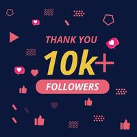 Grazie per 10k seguaci celebrazione design vettore