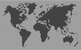 orizzontale linea mondo carta geografica vettore e illustrazione