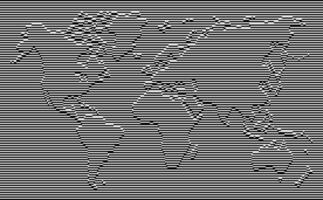 orizzontale a strisce linea mondo carta geografica ottico illusione vettore e illustrazione