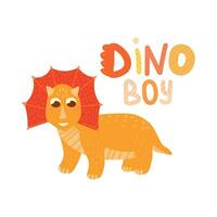 dinosauro ragazzo carino bambino personaggio isolato su bianca sfondo, illustrazione per bambini libri o festa invito vettore