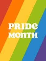 contento orgoglio mese manifesto, carta, bandiera modello con arcobaleno colorato sfondo. vettore