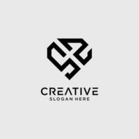 creativo stile sz lettera logo design modello con diamante forma icona vettore