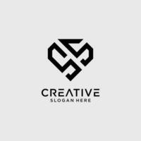 creativo stile ss lettera logo design modello con diamante forma icona vettore