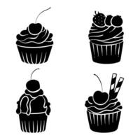 Cupcake silhouette illustrazione 2 vettore