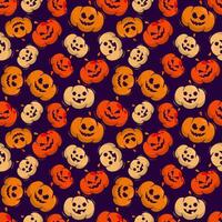 Halloween modello con Halloween zucche nel diverso colori su buio sfondo vettore