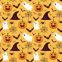 Halloween modello sfondo con zucca illustrazione e strega cappelli vettore